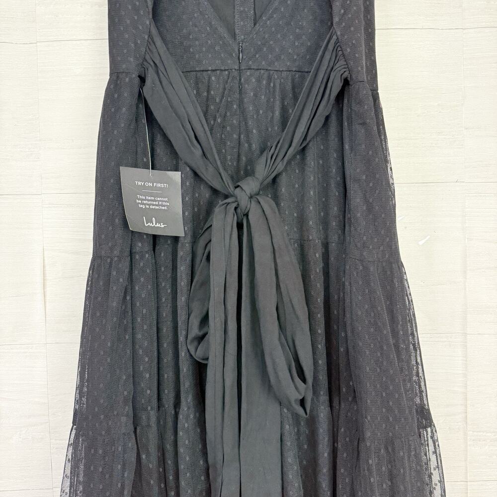 NWT Lulus Made to Be Magical Maxi‎ Dress XL Black Dotted Tulle Witchy Whimsygoth - Picture 9 of 16